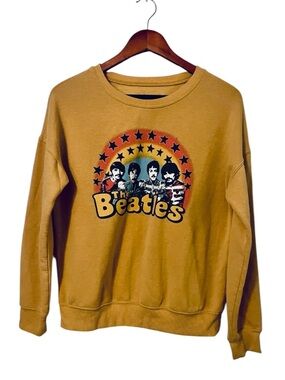 The Beatles Ochre Gold Graphic Crewneck Sweatshirt Sz XS